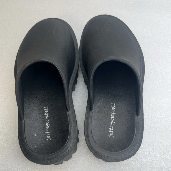 JEFFREY CAMPBELL Bae Clogg Black Lug Sole Platform Slip On Clogs Mules Size 6 - Picture 7 of 13